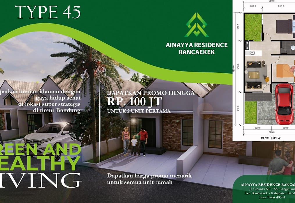 Keistimewaan Rumah Tipe 45 di Ainayya Residence: Hunian Keluarga Modern yang Luas